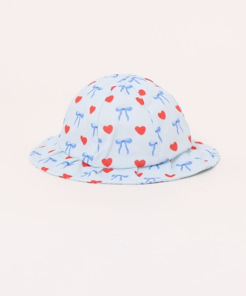 HAKKA BABY（ハッカベビー）の「[ベビー]ハートリボンプリントハット（ハット・キッズ・サックスブルー/ピンク・S）」の3枚目の写真