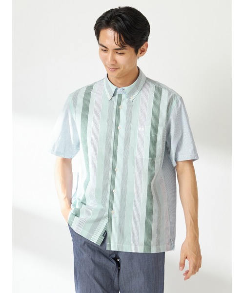 McGREGOR(マックレガー)の「ストライプ切替シャツ(シャツ/ブラウス・メンズ・ブルー系その他/ライトグリーン・M/L/XL)」の2枚目の写真