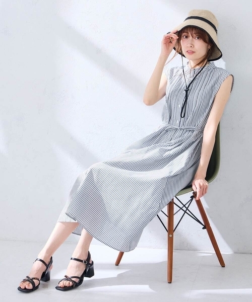 a.v.v(アーヴェヴェ)の「フレアシャツワンピース(ワンピース・レディース・ブラック/ネイビー・38/40)」の4枚目の写真