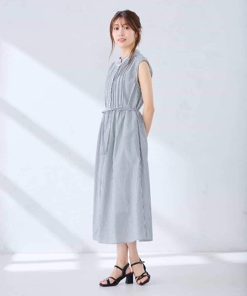 a.v.v(アーヴェヴェ)の「フレアシャツワンピース(ワンピース・レディース・ブラック/ネイビー・38/40)」の7枚目の写真