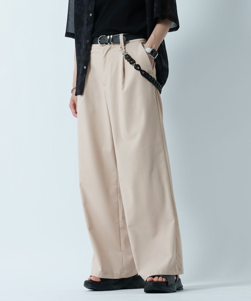 RAGEBLUE（レイジブルー）の「light TR Drape Wide Buggy Slacks / ライトTRワイドスラックス（スラックス・メンズ・ホワイト/グレー系その他/ブラック/ブラウン・SMALL/LARGE/MEDIUM）」の2枚目の写真