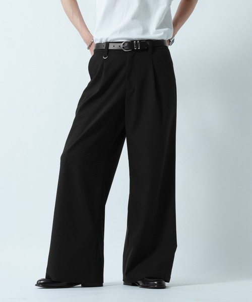 RAGEBLUE（レイジブルー）の「light TR Drape Wide Buggy Slacks / ライトTRワイドスラックス（スラックス・メンズ・ホワイト/グレー系その他/ブラック/ブラウン・SMALL/LARGE/MEDIUM）」の3枚目の写真