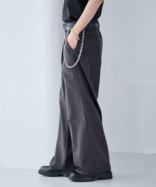RAGEBLUE（レイジブルー）の「light TR Drape Wide Buggy Slacks / ライトTRワイドスラックス（スラックス・メンズ・ホワイト/グレー系その他/ブラック/ブラウン・SMALL/LARGE/MEDIUM）」の20枚目の写真