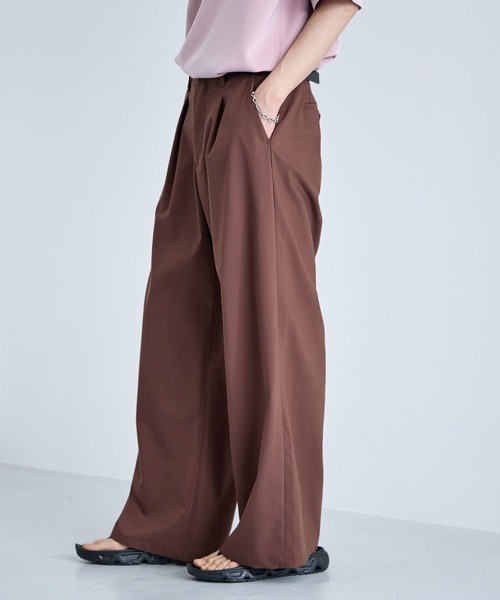 RAGEBLUE（レイジブルー）の「light TR Drape Wide Buggy Slacks / ライトTRワイドスラックス（スラックス・メンズ・ホワイト/グレー系その他/ブラック/ブラウン・SMALL/LARGE/MEDIUM）」の18枚目の写真