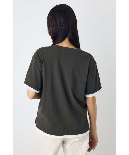 AZUL by moussy(アズールバイマウジー)の「ドライタッチレイヤードライクTシャツ(Tシャツ/カットソー・レディース・ライトブラック/オフホワイト/ネイビー・MEDIUM/SMALL)」の15枚目の写真