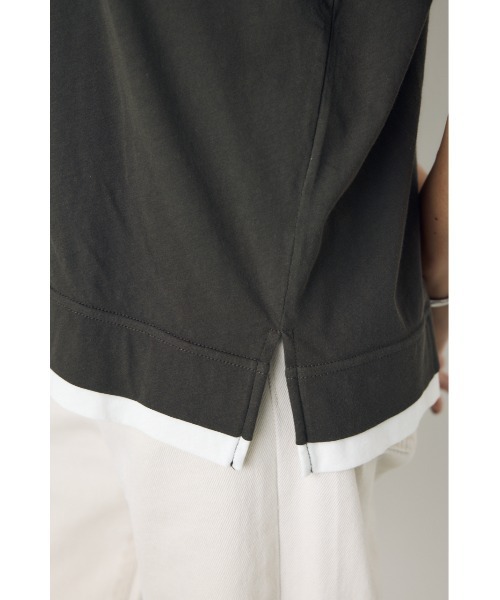 AZUL by moussy(アズールバイマウジー)の「ドライタッチレイヤードライクTシャツ(Tシャツ/カットソー・レディース・ライトブラック/オフホワイト/ネイビー・MEDIUM/SMALL)」の19枚目の写真