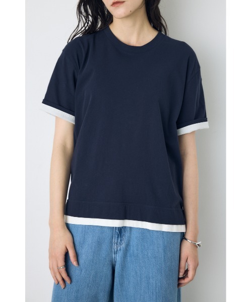 AZUL by moussy(アズールバイマウジー)の「ドライタッチレイヤードライクTシャツ(Tシャツ/カットソー・レディース・ライトブラック/オフホワイト/ネイビー・MEDIUM/SMALL)」の21枚目の写真