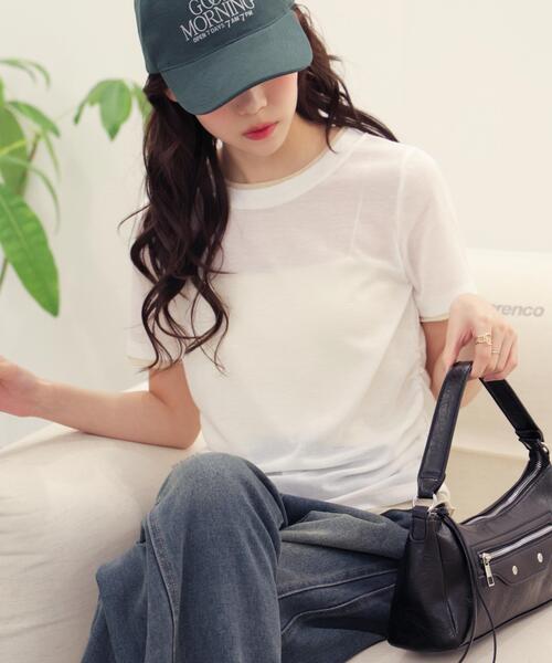 FREE'S MART(フリーズマート)の「◆レイヤード風半袖カットソー(Tシャツ/カットソー・レディース・ネイビー/ホワイト/グレー・FREE)」の13枚目の写真