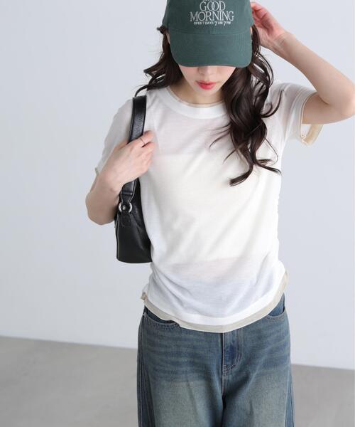 FREE'S MART(フリーズマート)の「◆レイヤード風半袖カットソー(Tシャツ/カットソー・レディース・ネイビー/ホワイト/グレー・FREE)」の15枚目の写真