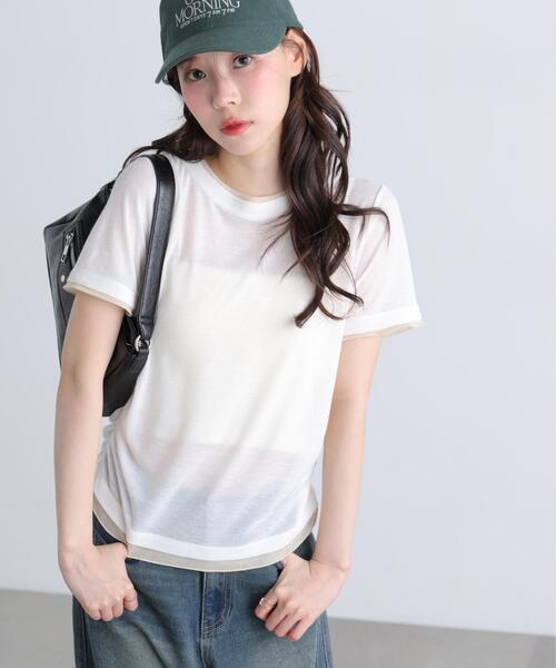 FREE'S MART(フリーズマート)の「◆レイヤード風半袖カットソー(Tシャツ/カットソー・レディース・ネイビー/ホワイト/グレー・FREE)」の16枚目の写真