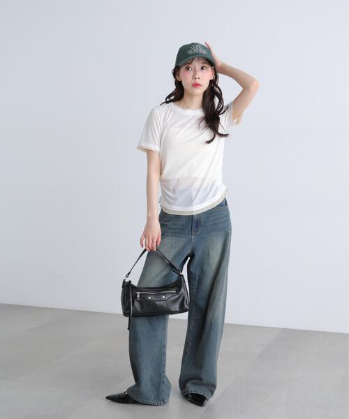 FREE'S MART(フリーズマート)の「◆レイヤード風半袖カットソー(Tシャツ/カットソー・レディース・ネイビー/ホワイト/グレー・FREE)」の18枚目の写真