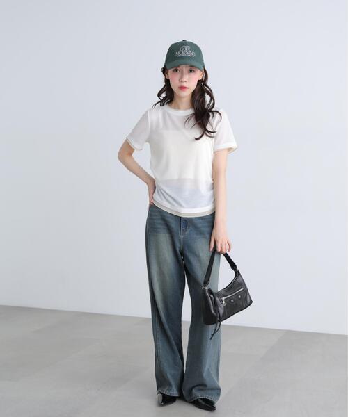 FREE'S MART(フリーズマート)の「◆レイヤード風半袖カットソー(Tシャツ/カットソー・レディース・ネイビー/ホワイト/グレー・FREE)」の20枚目の写真
