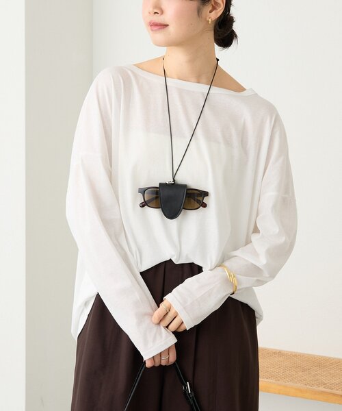 RIVE DROITE(リヴドロワ)の「【接触冷感/吸水速乾】キュプラコットンオーバーサイズTee(Tシャツ/カットソー・レディース・オフホワイト/ブラック・FREE)」の3枚目の写真