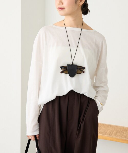 RIVE DROITE(リヴドロワ)の「【接触冷感/吸水速乾】キュプラコットンオーバーサイズTee(Tシャツ/カットソー・レディース・オフホワイト/ブラック・FREE)」の4枚目の写真
