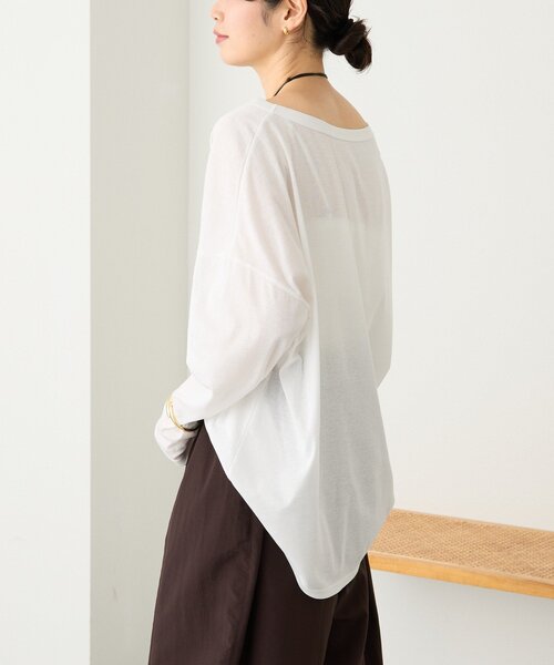 RIVE DROITE(リヴドロワ)の「【接触冷感/吸水速乾】キュプラコットンオーバーサイズTee(Tシャツ/カットソー・レディース・オフホワイト/ブラック・FREE)」の5枚目の写真