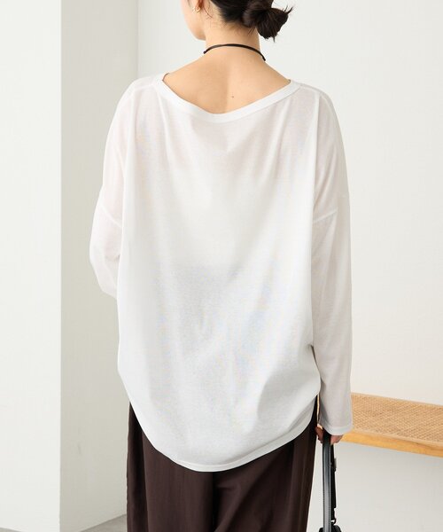 RIVE DROITE(リヴドロワ)の「【接触冷感/吸水速乾】キュプラコットンオーバーサイズTee(Tシャツ/カットソー・レディース・オフホワイト/ブラック・FREE)」の6枚目の写真