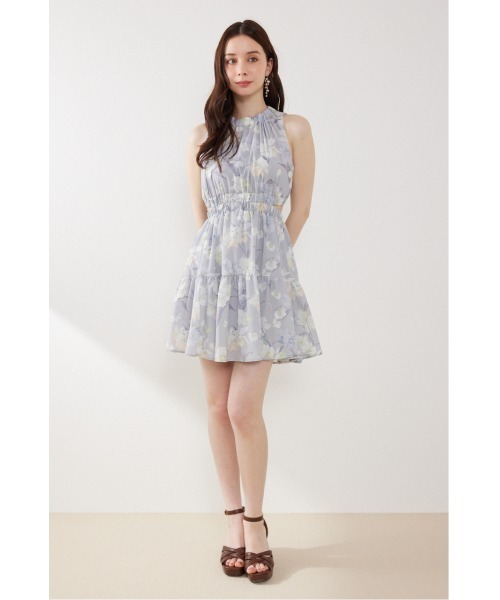 rienda（リエンダ）の「【女神ワンピース】ホルターネックギャザーミニフレアワンピース 夏服（ワンピース・レディース・アイボリー/ブラック/グレー系その他/マルチ/ホワイト系その他/ピンク・SMALL/MEDIUM）」の11枚目の写真
