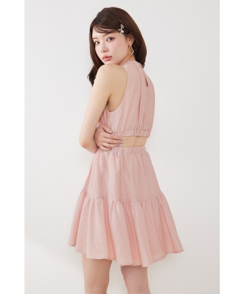 rienda（リエンダ）の「【女神ワンピース】ホルターネックギャザーミニフレアワンピース 夏服（ワンピース・レディース・アイボリー/ブラック/グレー系その他/マルチ/ホワイト系その他/ピンク・SMALL/MEDIUM）」の22枚目の写真