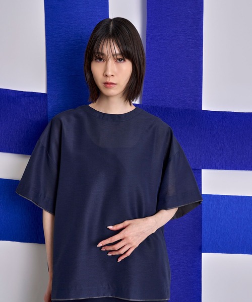 Nora Lily(ノラリリー)の「【Nora Lily】Layer Hem Sheer Tee(シャツ/ブラウス・メンズ・ライトグレー/ネイビー/インディゴブルー・FREE)」の3枚目の写真