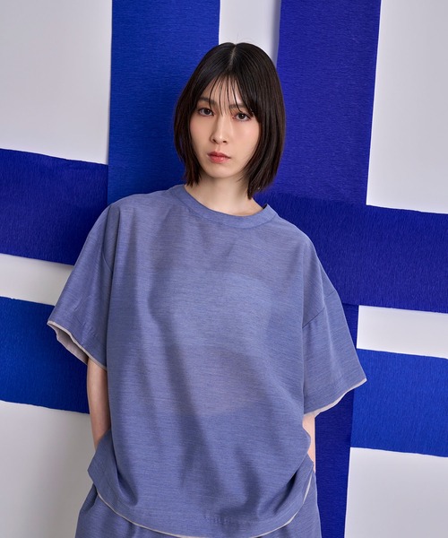 Nora Lily(ノラリリー)の「【Nora Lily】Layer Hem Sheer Tee(シャツ/ブラウス・メンズ・ライトグレー/ネイビー/インディゴブルー・FREE)」の1枚目の写真