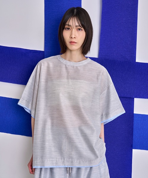 Nora Lily(ノラリリー)の「【Nora Lily】Layer Hem Sheer Tee(シャツ/ブラウス・メンズ・ライトグレー/ネイビー/インディゴブルー・FREE)」の2枚目の写真
