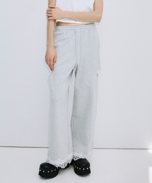 JOSE MOON(ジョゼムーン)の「SLIT SWEAT PANTS 2/スリットスウェットパンツ2(スウェットパンツ・レディース・グレー/ブラック・38/36)」の2枚目の写真