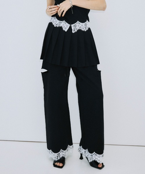JOSE MOON(ジョゼムーン)の「SLIT SWEAT PANTS 2/スリットスウェットパンツ2(スウェットパンツ・レディース・グレー/ブラック・38/36)」の3枚目の写真