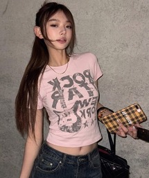 Y2K グラフィックロゴプリントピチTシャツ 半袖T
