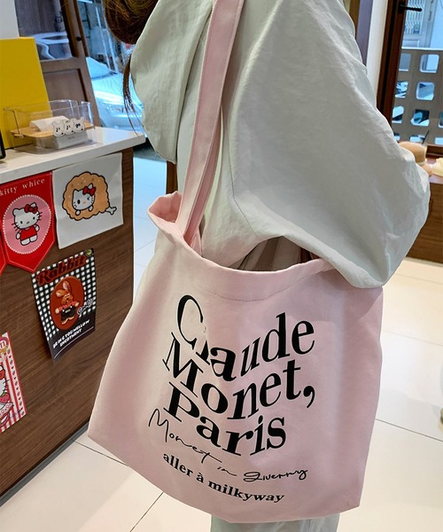 LA VORAGINE(ラ ヴォラジネ)の「ロゴプリント キャンバストートバッグ 大容量(トートバッグ・レディース・アイボリー/Red/ホワイト/ピンク・FREE)」の3枚目の写真