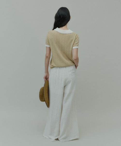 Plumel(プルメル)の「Bi-color Polo Knit Tops / バイカラーポロニットトップス(ニット/セーター・レディース・ベージュ/ブラック/グレー・MEDIUM)」の14枚目の写真
