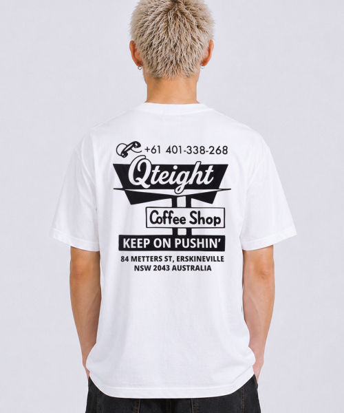 QT8 GARMENTS(キューティーエイトガーメント)の「LB Coffee Shop Washed Tee (Ivory)(Tシャツ/カットソー・メンズ・その他・SMALL/MEDIUM/LARGE/X-LARGE)」の1枚目の写真