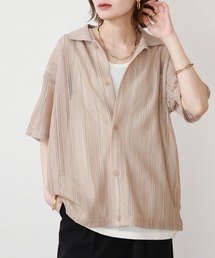 半袖レースシャツ×ワッフルタンク E/S