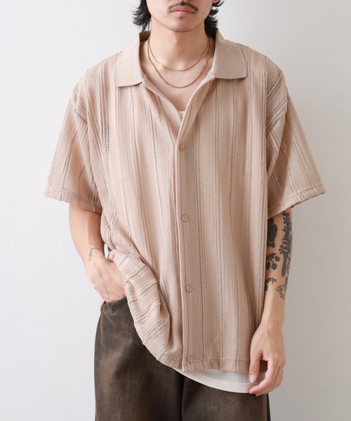 __gram.(スペースグラム)の「半袖レースシャツ×ワッフルタンク E/S(シャツ/ブラウス・メンズ・オフホワイト/ブラック/グレイッシュベージュ・L/M)」の22枚目の写真
