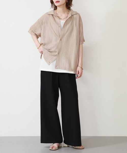 __gram.(スペースグラム)の「半袖レースシャツ×ワッフルタンク E/S(シャツ/ブラウス・メンズ・オフホワイト/ブラック/グレイッシュベージュ・L/M)」の14枚目の写真