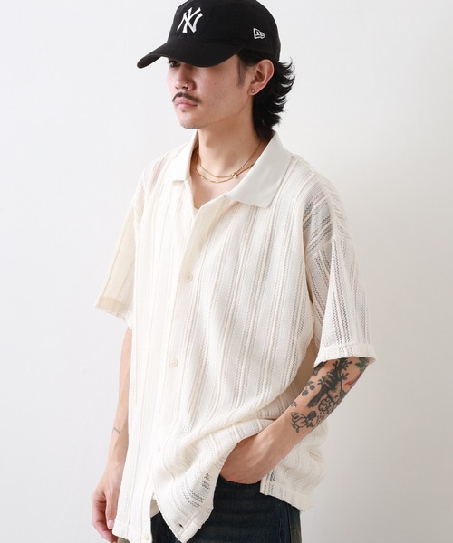 __gram.(スペースグラム)の「半袖レースシャツ×ワッフルタンク E/S(シャツ/ブラウス・メンズ・オフホワイト/ブラック/グレイッシュベージュ・L/M)」の16枚目の写真