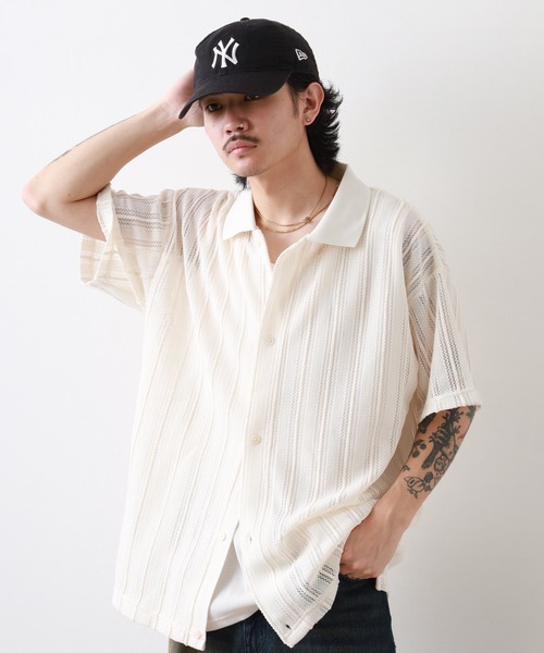 __gram.(スペースグラム)の「半袖レースシャツ×ワッフルタンク E/S(シャツ/ブラウス・メンズ・オフホワイト/ブラック/グレイッシュベージュ・L/M)」の17枚目の写真