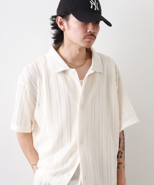 __gram.(スペースグラム)の「半袖レースシャツ×ワッフルタンク E/S(シャツ/ブラウス・メンズ・オフホワイト/ブラック/グレイッシュベージュ・L/M)」の19枚目の写真