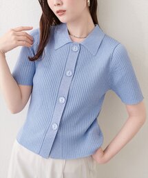 衿付きラメリブカーデ