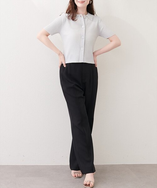 natural couture（ナチュラルクチュール）の「衿付きラメリブカーデ（カーディガン/ボレロ・レディース・サックスブルー/グレー/ピンク/オフホワイト・FREE）」の8枚目の写真