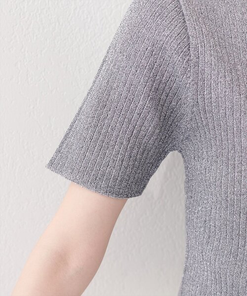 natural couture（ナチュラルクチュール）の「衿付きラメリブカーデ（カーディガン/ボレロ・レディース・サックスブルー/グレー/ピンク/オフホワイト・FREE）」の18枚目の写真