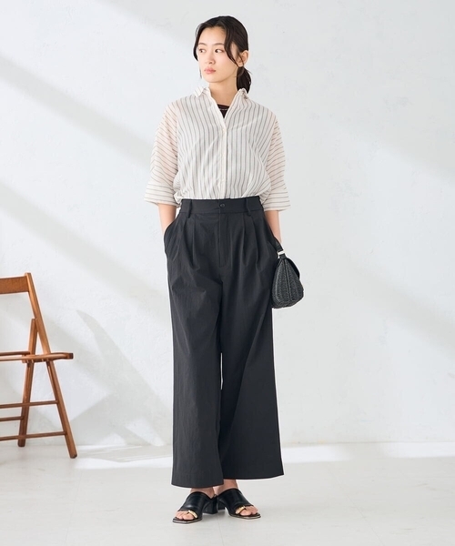 a.v.v（アーヴェヴェ）の「【接触冷感/イージーケア/洗える】クロップド丈セミシアーシャツ（シャツ/ブラウス・レディース・ブラック/ミント/アイボリー・40/38）」の10枚目の写真