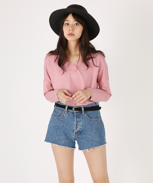 MOUSSY（マウジー）の「DENIM S/PT（デニムパンツ・レディース・ワンウォッシュ/ブルー/ホワイト・1/0/2）」の2枚目の写真