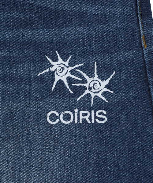 COIRIS（コイリス）の「ドゥモン ダーティロゴデニムバンディングパンツ 男女共用（デニムパンツ・レディース・ダークブルー・SMALL/MEDIUM）」の3枚目の写真