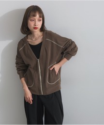 アクセントステッチZIPカーディガン
