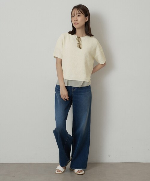 UNTITLED(アンタイトル)の「【重ね着でおしゃれ見え】裾シアードッキングプルオーバー(シャツ/ブラウス・レディース・アイボリー/ブラック・44/48/04/02/50/00)」の6枚目の写真