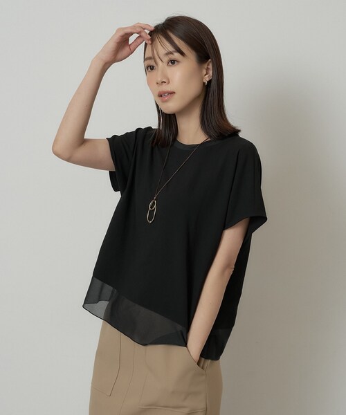UNTITLED(アンタイトル)の「【重ね着でおしゃれ見え】裾シアードッキングプルオーバー(シャツ/ブラウス・レディース・アイボリー/ブラック・44/48/04/02/50/00)」の8枚目の写真
