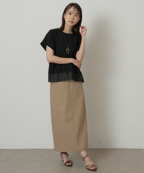 UNTITLED(アンタイトル)の「【重ね着でおしゃれ見え】裾シアードッキングプルオーバー(シャツ/ブラウス・レディース・アイボリー/ブラック・44/48/04/02/50/00)」の9枚目の写真