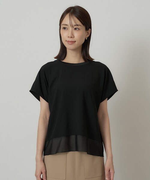UNTITLED(アンタイトル)の「【重ね着でおしゃれ見え】裾シアードッキングプルオーバー(シャツ/ブラウス・レディース・アイボリー/ブラック・44/48/04/02/50/00)」の12枚目の写真