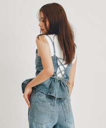 【Vintage Denim Series】ヴィンテージウォッシュバックレースアップデニムビスチェ