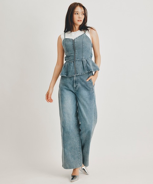 REDYAZEL（レディアゼル）の「【Vintage Denim Series】ヴィンテージウォッシュバックレースアップデニムビスチェ（キャミソール・レディース・ブルー/ネイビー・FREE）」の9枚目の写真
